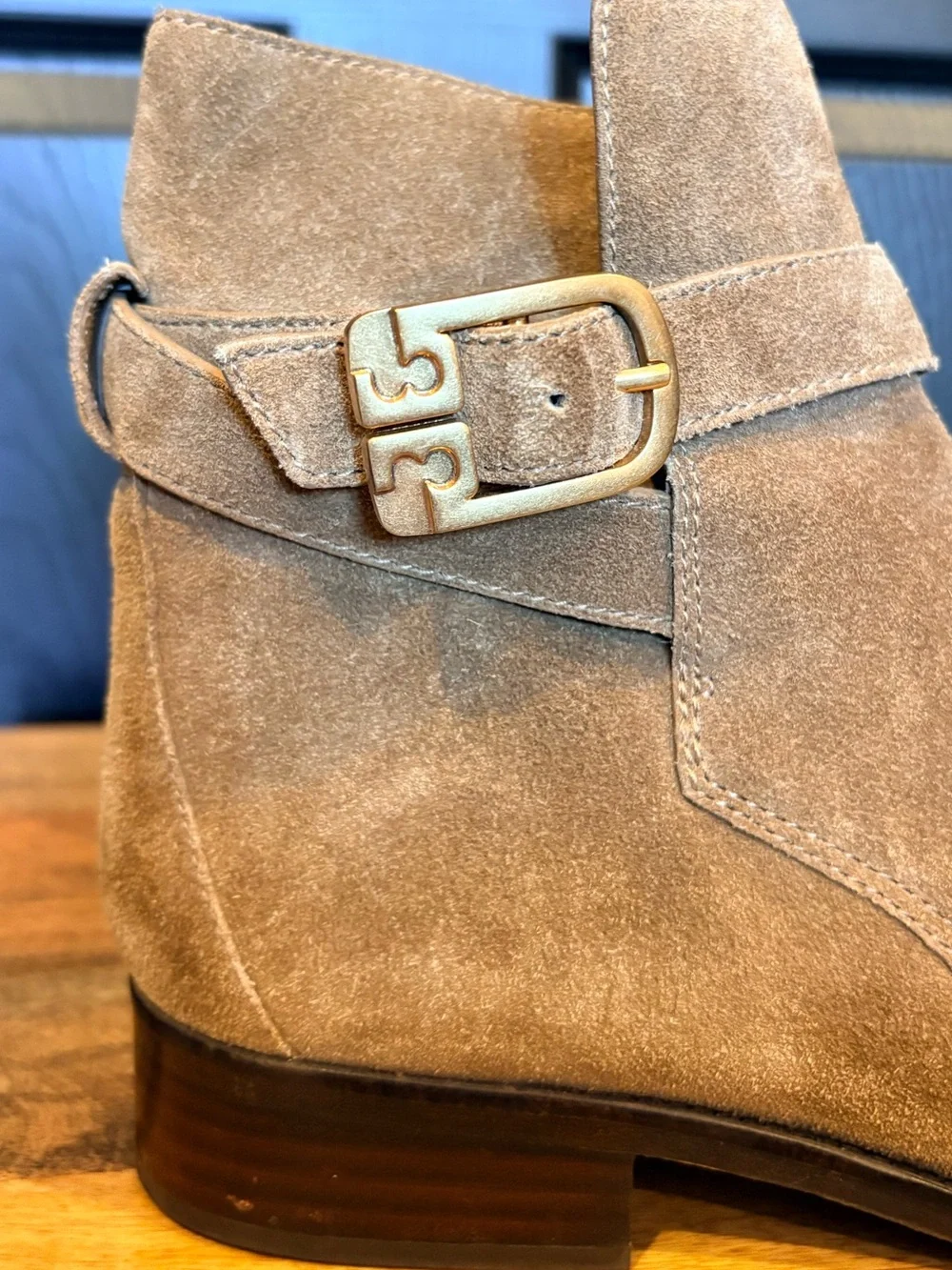Tory Burch Brooke Ankle Suede Bootie Boots River Rock Brown 8